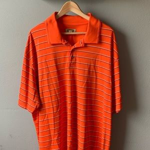 3XL Orange w Black & White Stripe Polo